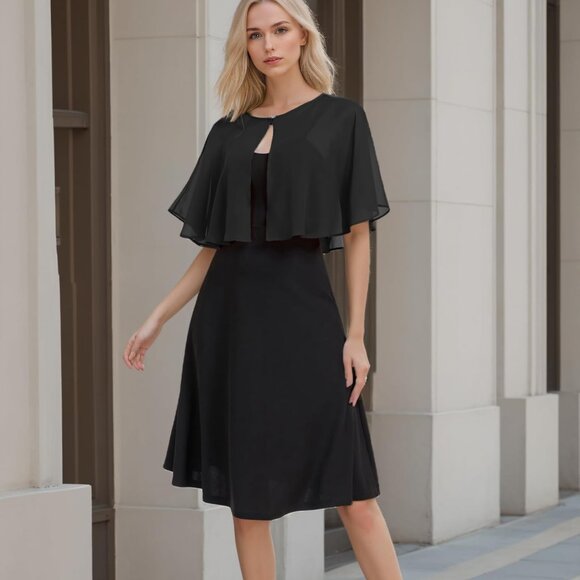 Women's Soft Chiffon Capelets Shawls and Wraps for Evening Wedding Cape Bole Cov - Picture 5 of 6